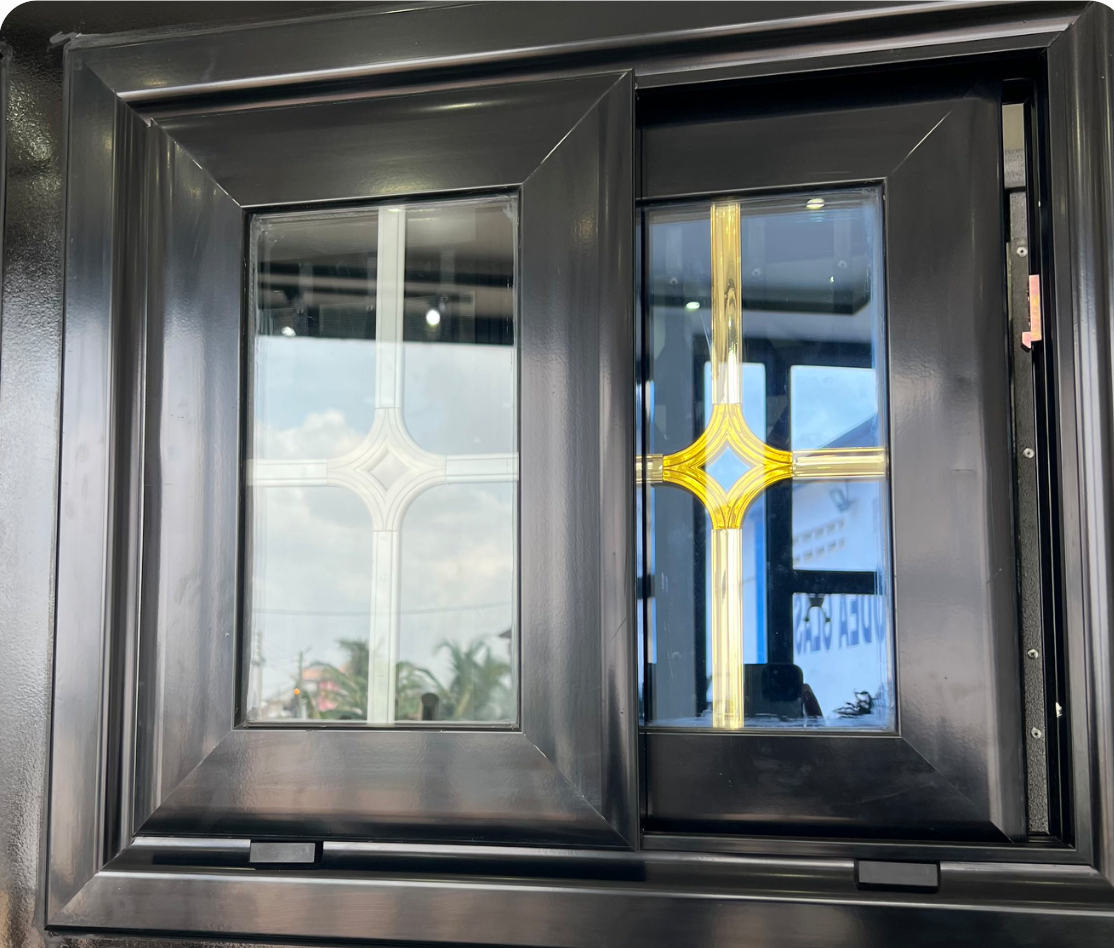 Decorative Black Frame Sliding Window