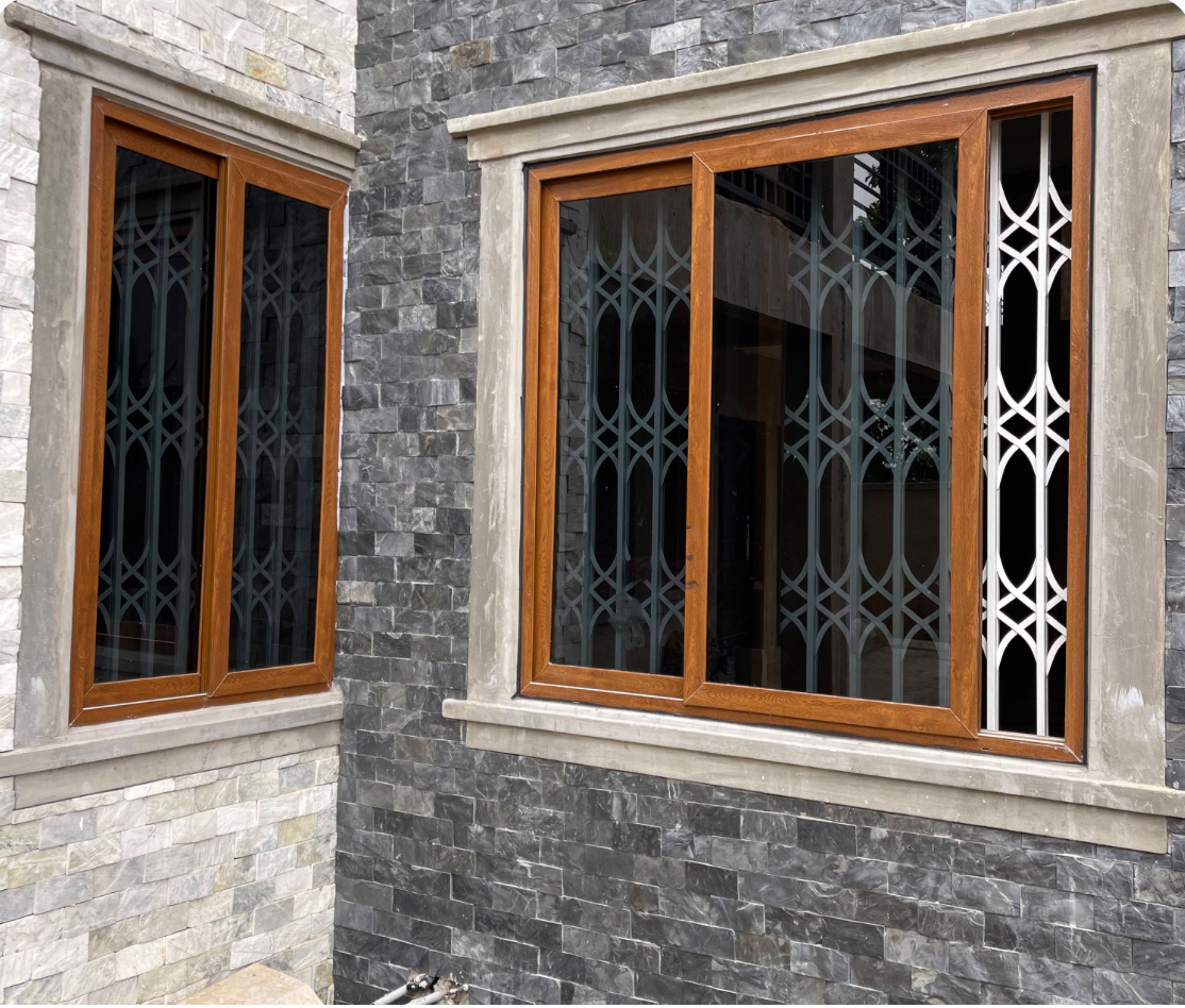 Brown Frame Tinted Sliding Window