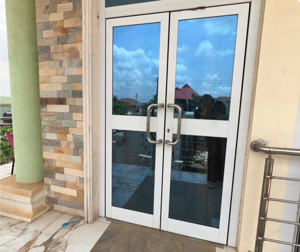 White Tinted Double Door