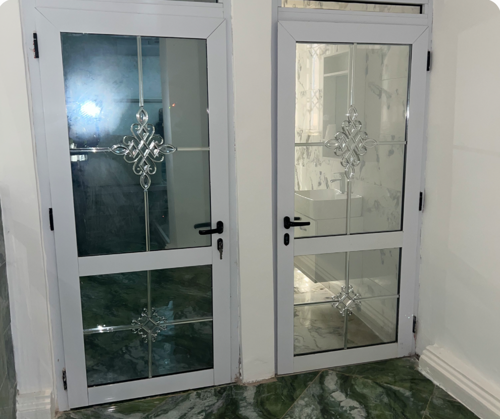 Decorative Clear White Single Door